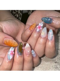 ニュアンスフラワーネイル