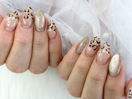 【森】持ち込み ヒョウ柄ネイル