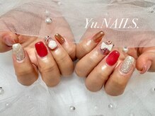 ユーネイルズ 恵比寿(Yu.NAILS.)/冬色ミラーフラッシュ◎リボン