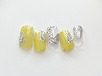 ポップラメとイエローグリーン