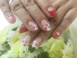 小花☆バラ手描きネイル