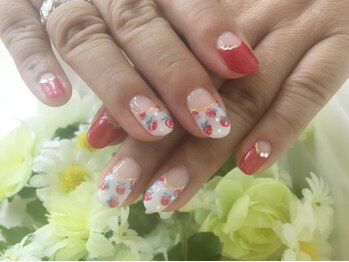 小花☆バラ手描きネイル