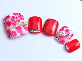 ボルドー×レトロフラワーフット