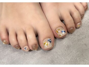 フットネイル春夏ホロフラワー