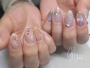ミラー×オーロラ×ピンクネイル