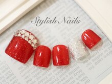 スタイリッシュネイルズ(Stylish Nails)/フットジェル　レッドラメ