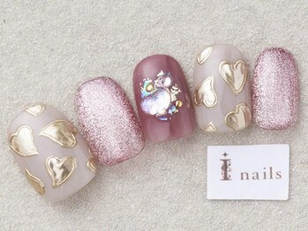 アイネイルズ 三宮店(I nails)/ミラーハートネイル¥8500