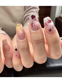 スカルプ長さ出しハートネイル