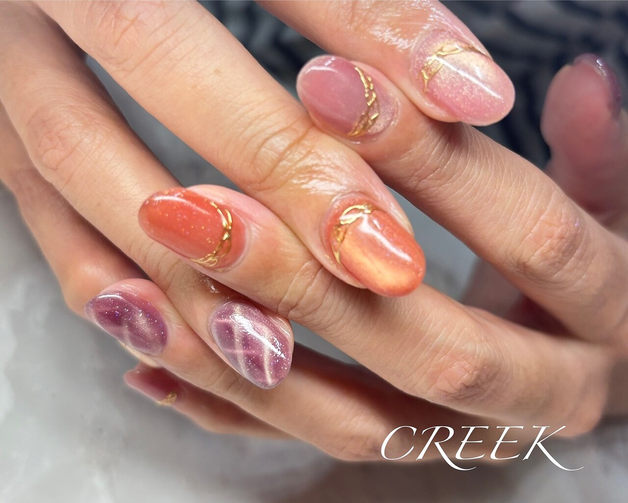 ネイルカラー オレンジ ベージュ ブラウン系 まとめ売り オレンジとベージュのニュアンスネイル クリアブラウン ミラー