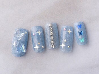 ネイルプラザ 河原町OPA店(NAIL PLAZA)/ブルー×チェーンネイル