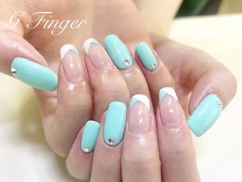 ジーフィンガー 大井町店(G Finger)/爽やかブルーの変形フレンチ