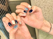 ネイルサロンアンドスクール ミュー(Nail Salon & school mieux)/ネイビーツイードデザイン