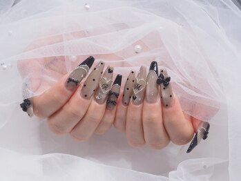 nailsalon amore 心斎橋店【長さだし/持ち込み/スカルプ/フィルイン/定額】/ドットフレンチ13420円