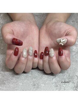 リボン×チェック×パール