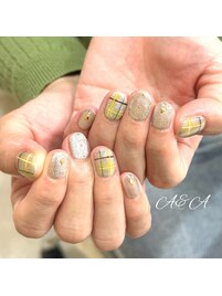 マグネット×チェックネイル