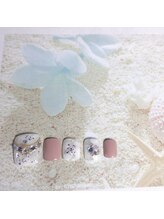 ネイルサロン&スクール ジーナ(GINA)/ホワイトマーブル☆キラキラ