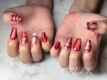 クリーク(CREEK)/ボルドー水光マグネットチェック