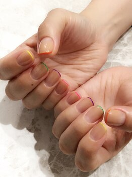 レディグリッター(Lady glitter)/ネオンカラー細フレンチ