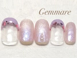 ガーリーフレンチハートネイル