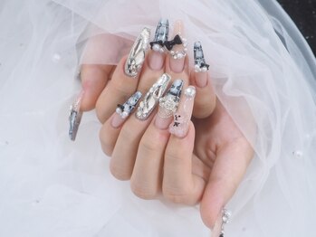 nailsalon amore 心斎橋店【長さだし/持ち込み/スカルプ/フィルイン/定額】/モノクロネイル13750円