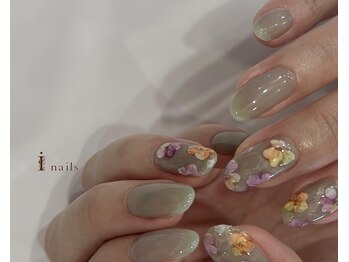 アイネイルズ 吉祥寺店(I nails)/インクフラワー水彩ネイル