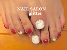 ネイルサロン グリッター(NAIL SALON glitter)/大理石フットネイル