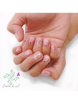 サロンドシエル(salon de ciel)/ピンク大理石ニュアンスネイル