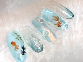 水面×金魚ネイル
