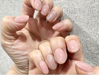 ハク ネイル バイジェービー 稲毛(hak nail byjb)/ワンカラー＋フラッシュラメ