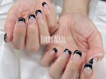 黒フレンチネイル　パール