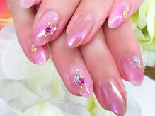 ネイルサロン シェル(Nail Salon SHELL)/ピンクミラー×ニュアンス