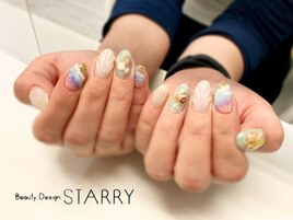 夏ネイル　海　シェル　リアル貝