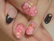 アールローズ(R-rose)/黒×フラワーアート￥10864