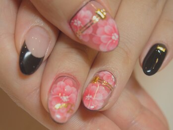 アールローズ(R-rose)/黒×フラワーアート¥10864