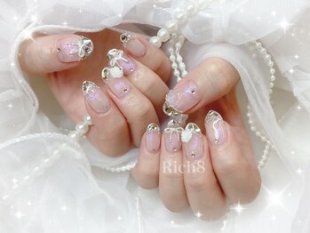 ネイルアンドまつげエクステ リッチエイト 原宿店(Rich8)/オーロラピンク×ガラスフレンチ