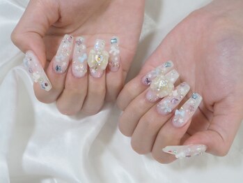 nailsalon amore 心斎橋店【長さだし/持ち込み/スカルプ/フィルイン/定額】/ゴテゴテリボンネイル15620円
