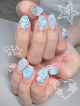 ザ バームシックス 銀座三丁目店(THE BALM six)/キティちゃんパーツ/水色ネイル