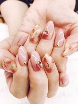 ネイリシャス(NAILICIOUS)/ナチュラルピンクべっ甲ネイル♪