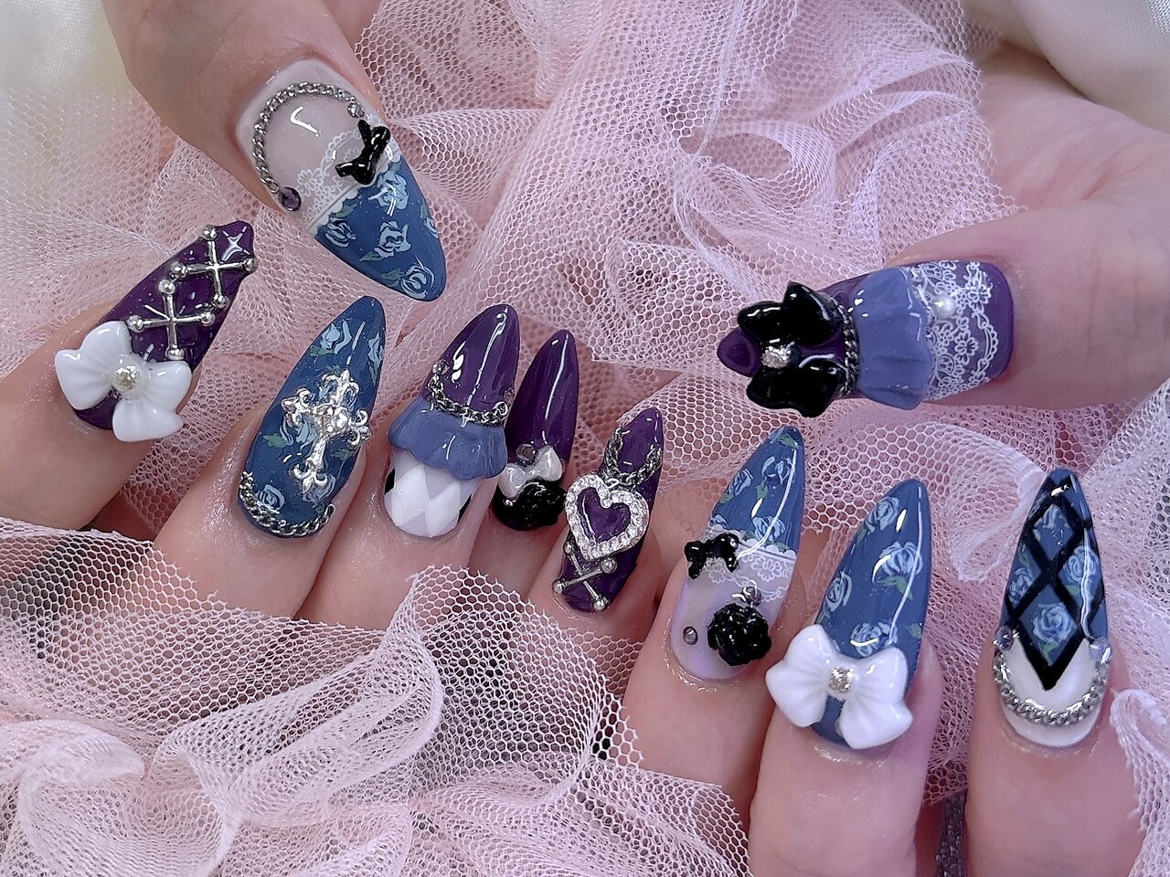 オーダーネイルチップ♡量産型フレンチガーリー推し韓国ワンホン地雷姫ギャルオタク オーダーネイルチップ♡量産型フレンチガーリー推し姫ギャル原宿地雷