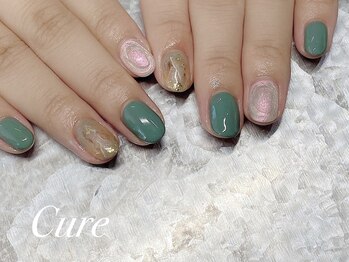 Hand☆グリーンニュアンスネイル