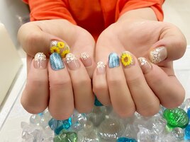 ひまわり＆マグネットネイル