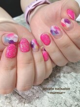 プライベート ネイルサロン マーマ(murmur)/塗りかけ×ラメキラネイル