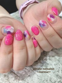 塗りかけ×ラメキラネイル