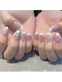 フラッシュ×白フレンチ