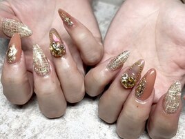 ツイードネイル　春ネイル