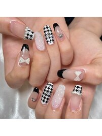 千鳥格子×キルティング