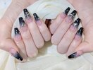 【スカルプ】黒グラデ×クロス
