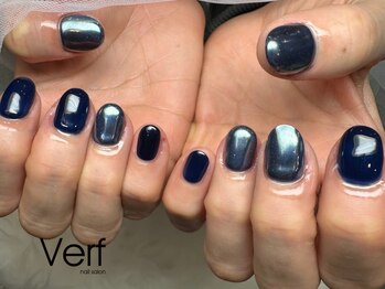 ネイルサロン べルフ(nail salon Verf)/ネイビー×ミラー♪