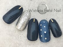 ウィスタリアフィールドネイル MONAD店(WISTARIA FIELD)/ネイビー　ホロドット