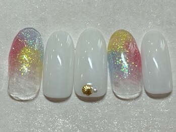 ネイルアンドアイラッシュ ネネ/ラメマーブル 乳白色